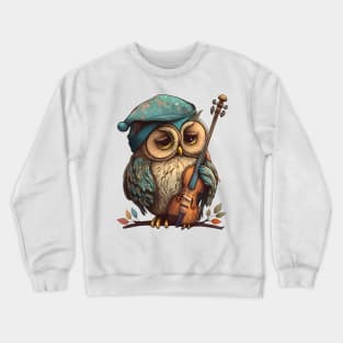 Sleepy Owl Muscian Crewneck Sweatshirt